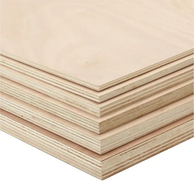 Edge of a plywood panel, crossed plies visible