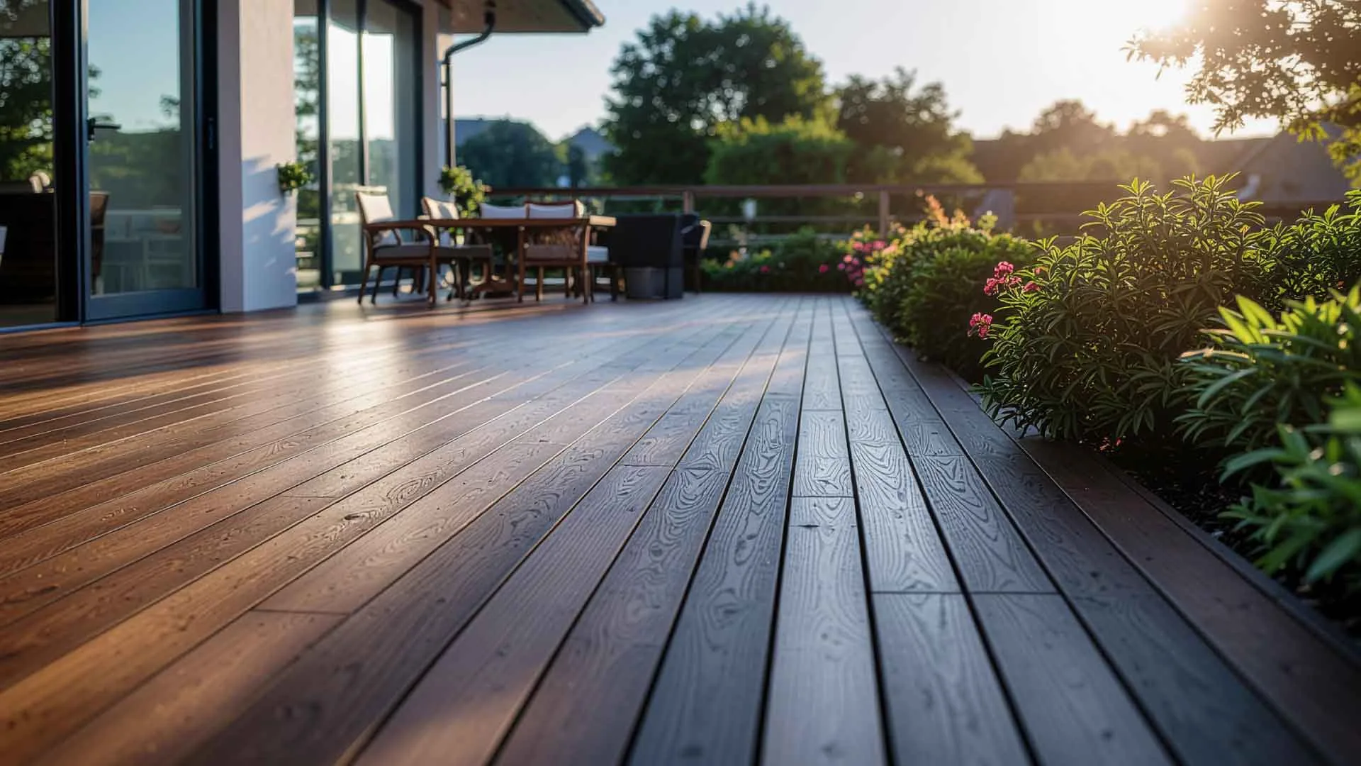 Wooden deck and fitted kitchen, work by Agencement Klein