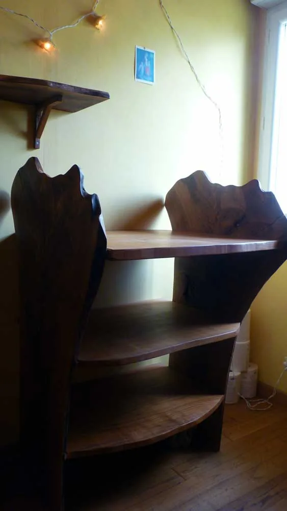 Changing table in solid burr walnut