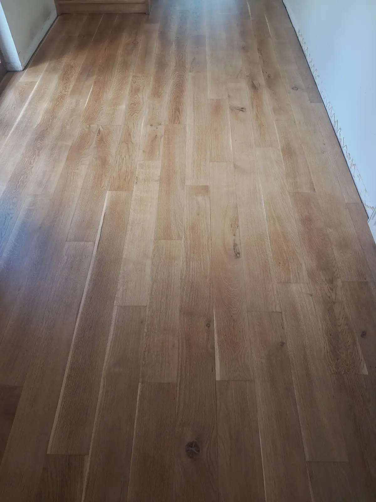 Close-up of the restored boards, natural oak shade