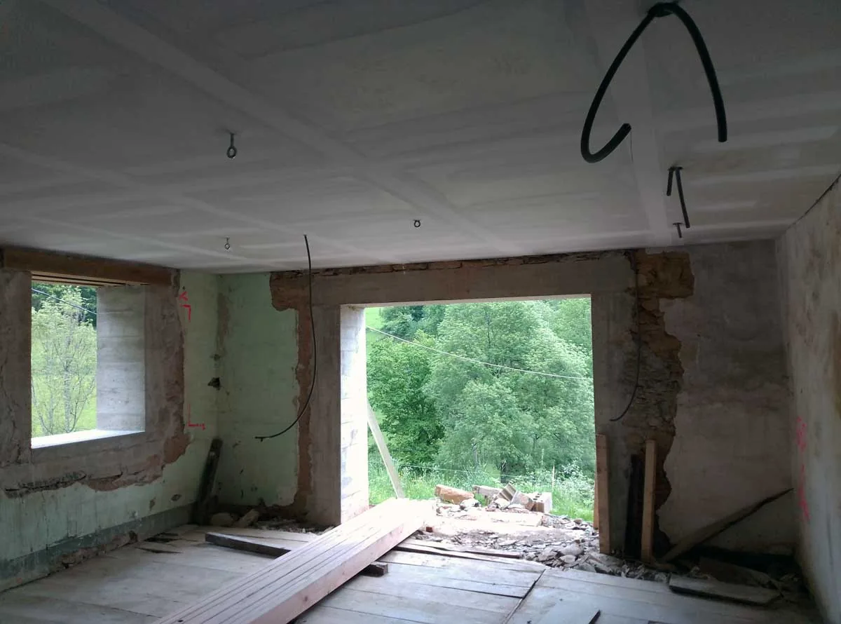 New ceiling jointed and sanded